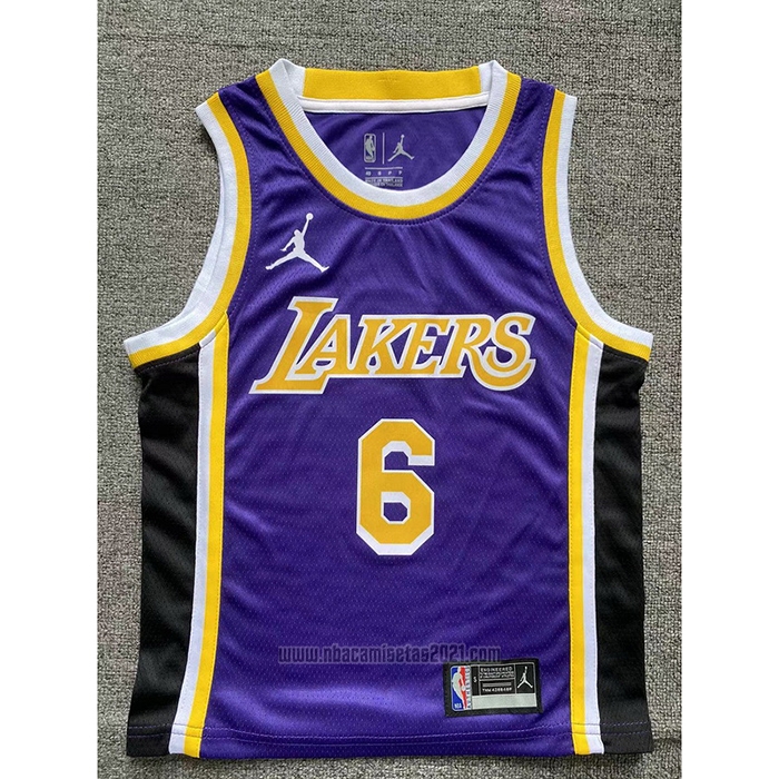 Camiseta Nino Los Angeles Lakers LeBron James #6 Statement Violeta